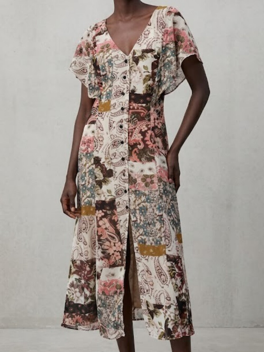 Zara Patchwork Floral Print Dress